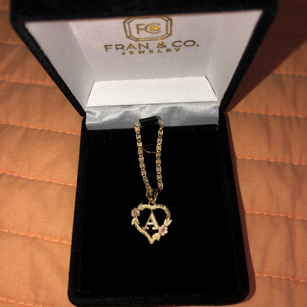 10k Solid Gold yellow & Rose gold heart CUSTOMIZED initial letter pendent.